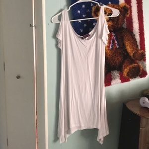 White cold shoulder shark bite shirt